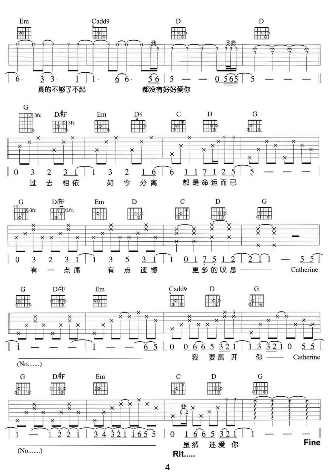 Catherine吉他谱4-陶喆