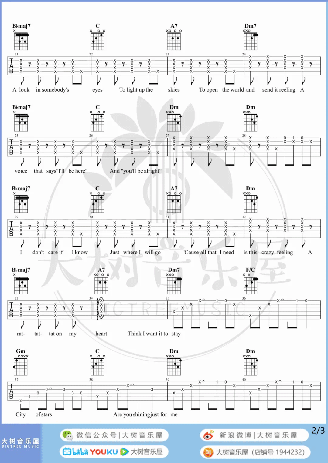 City-Of-Stars吉他谱2