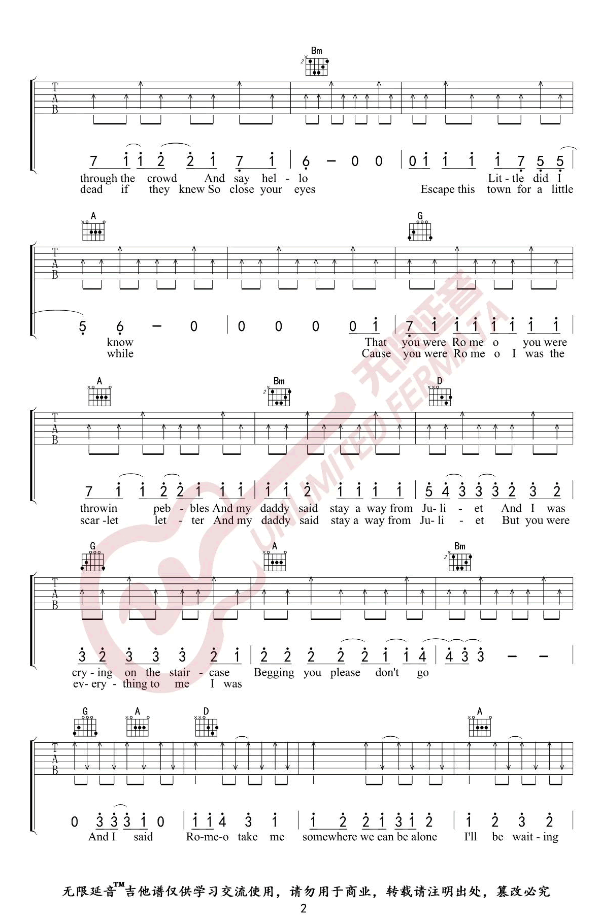 Love-Story吉他谱2-Taylor-Swift