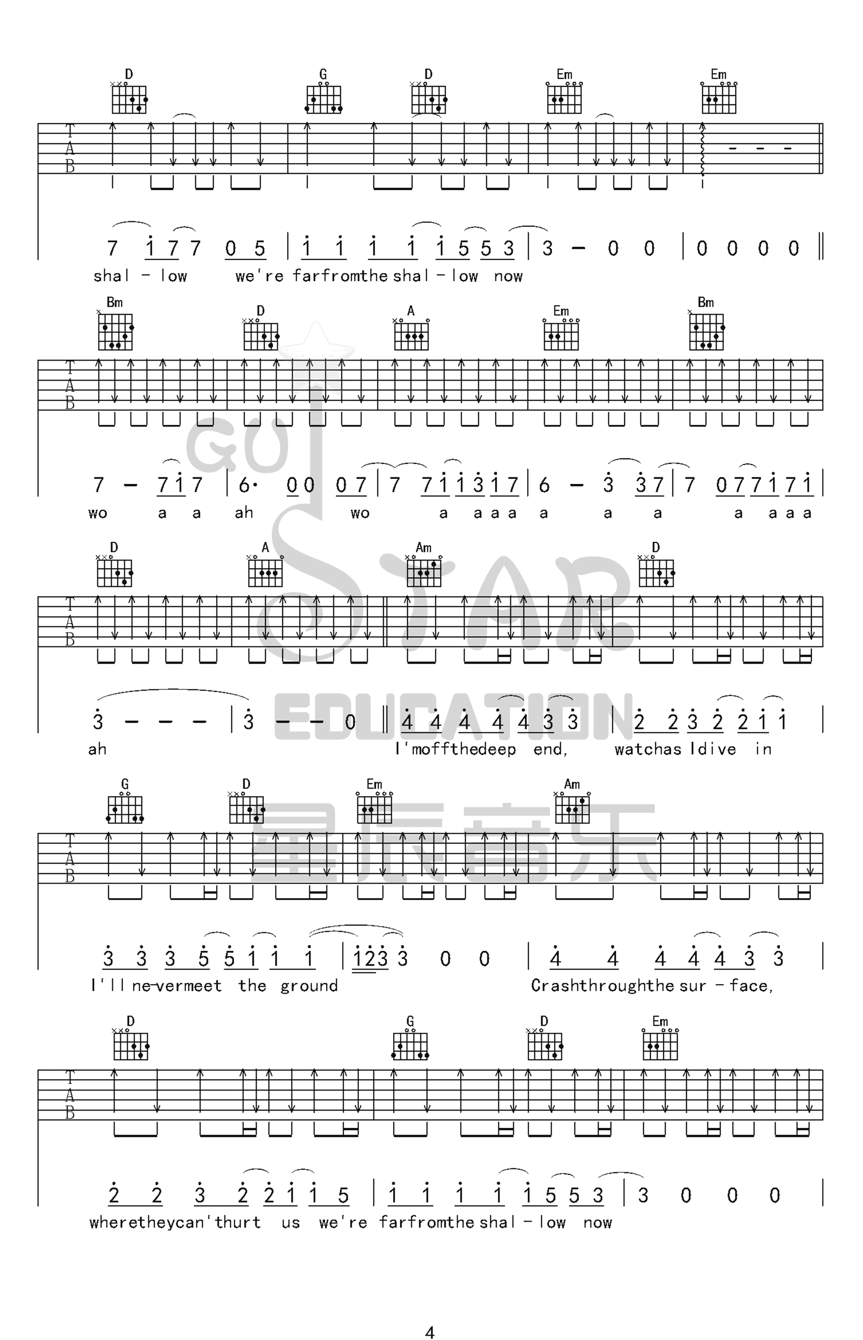 Shallow吉他谱4-Lady-Gaga