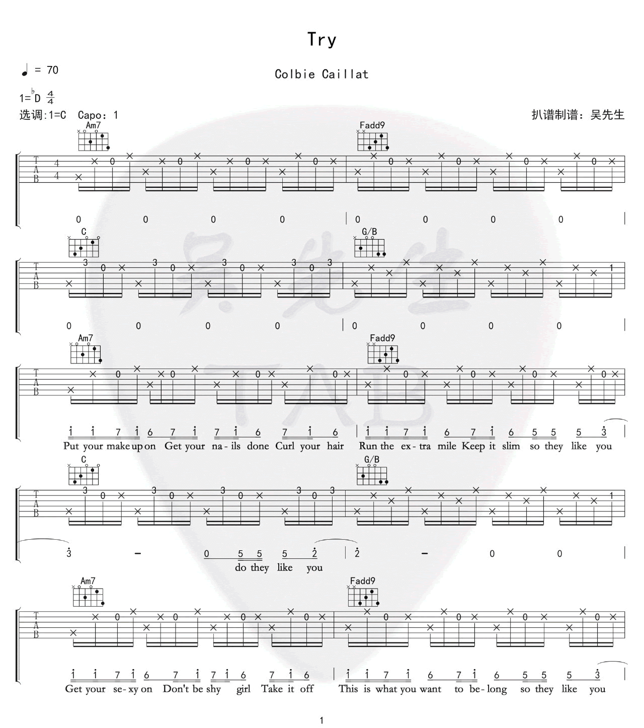 Try吉他谱1-Colbie-Caillat