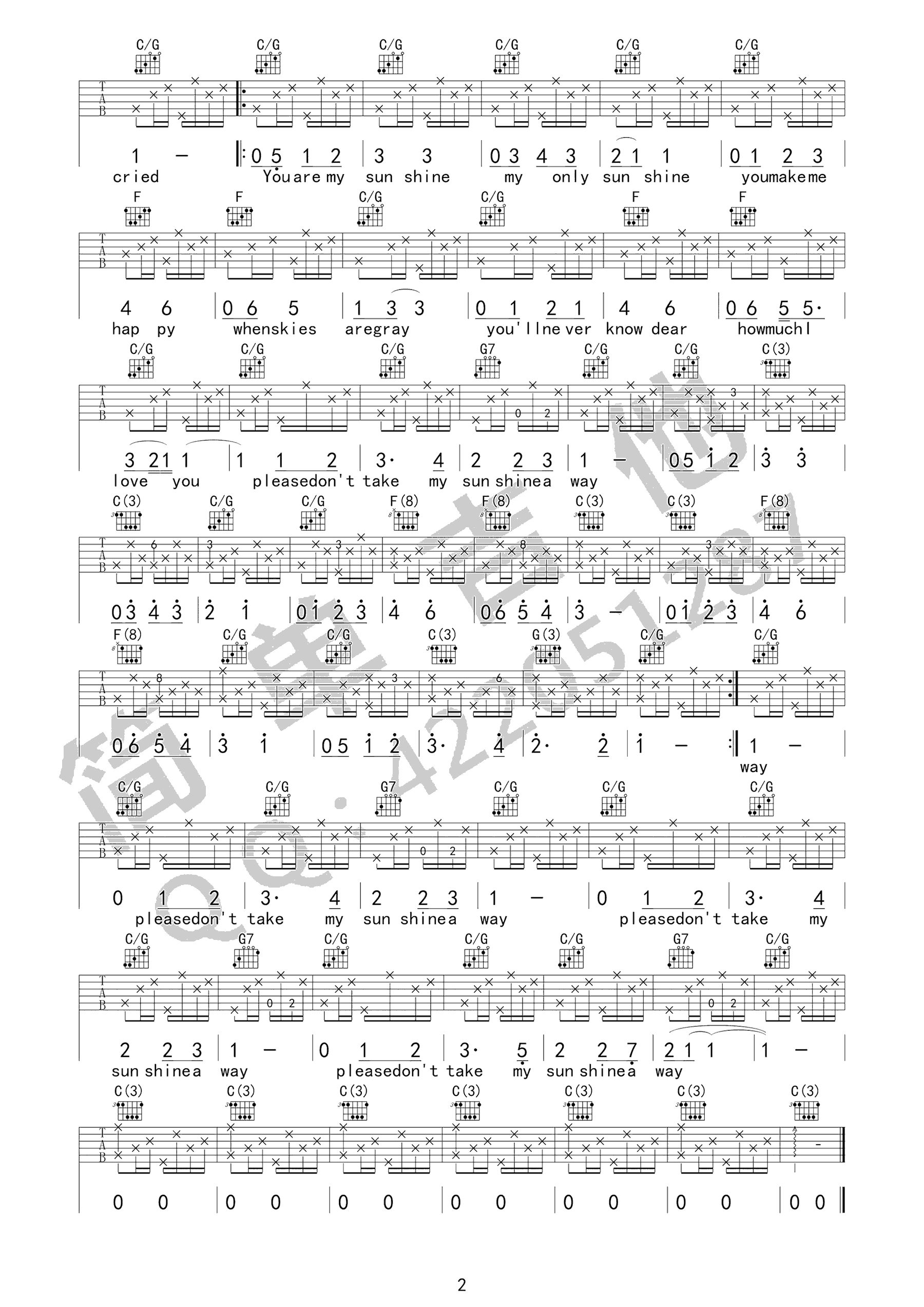 You-Are-My-Sunshine吉他谱2
