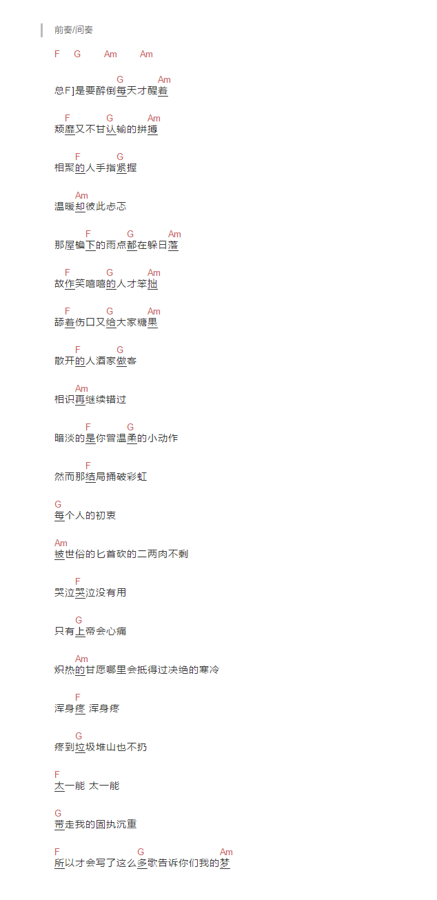 暗淡的是你曾温柔的小动作吉他谱2-太一