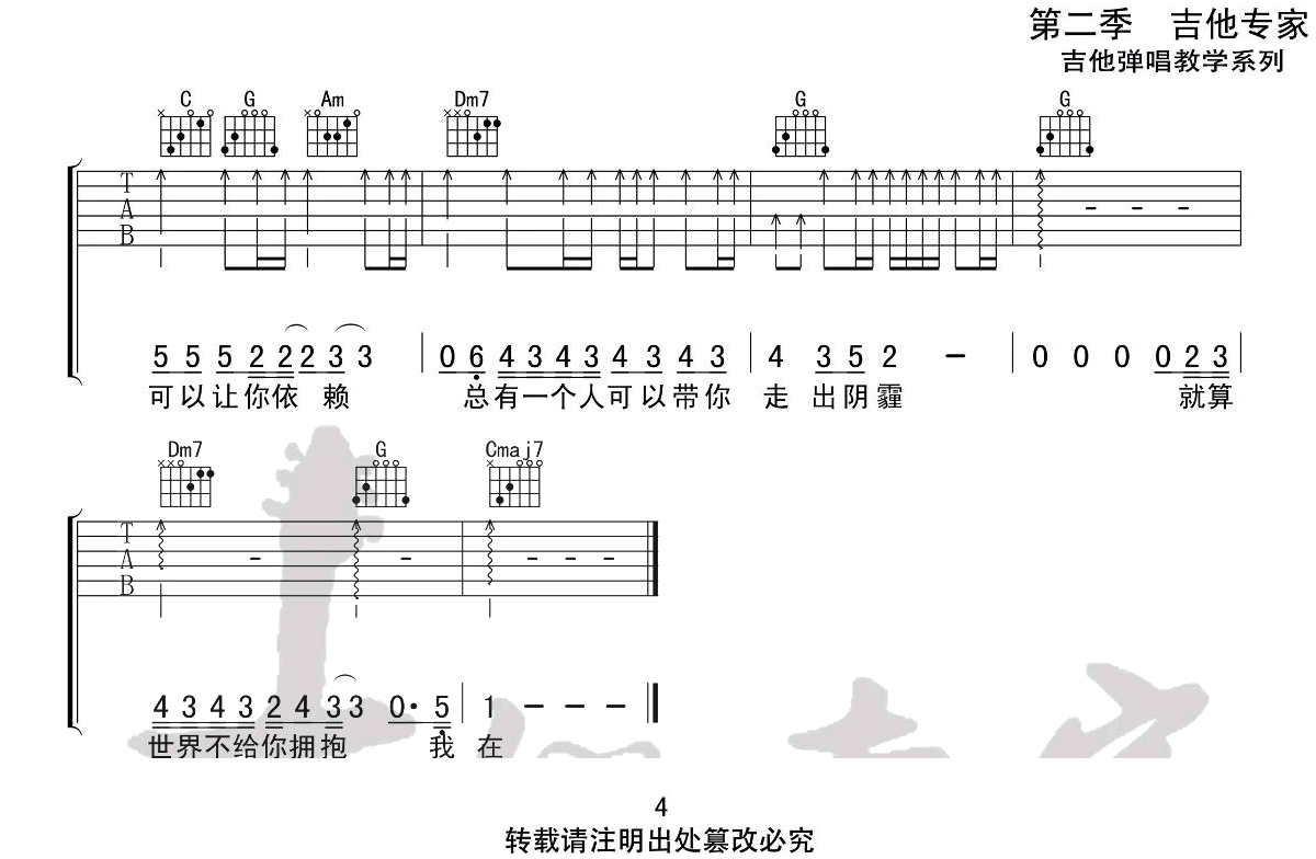 别怕我在吉他谱4-隔壁老樊