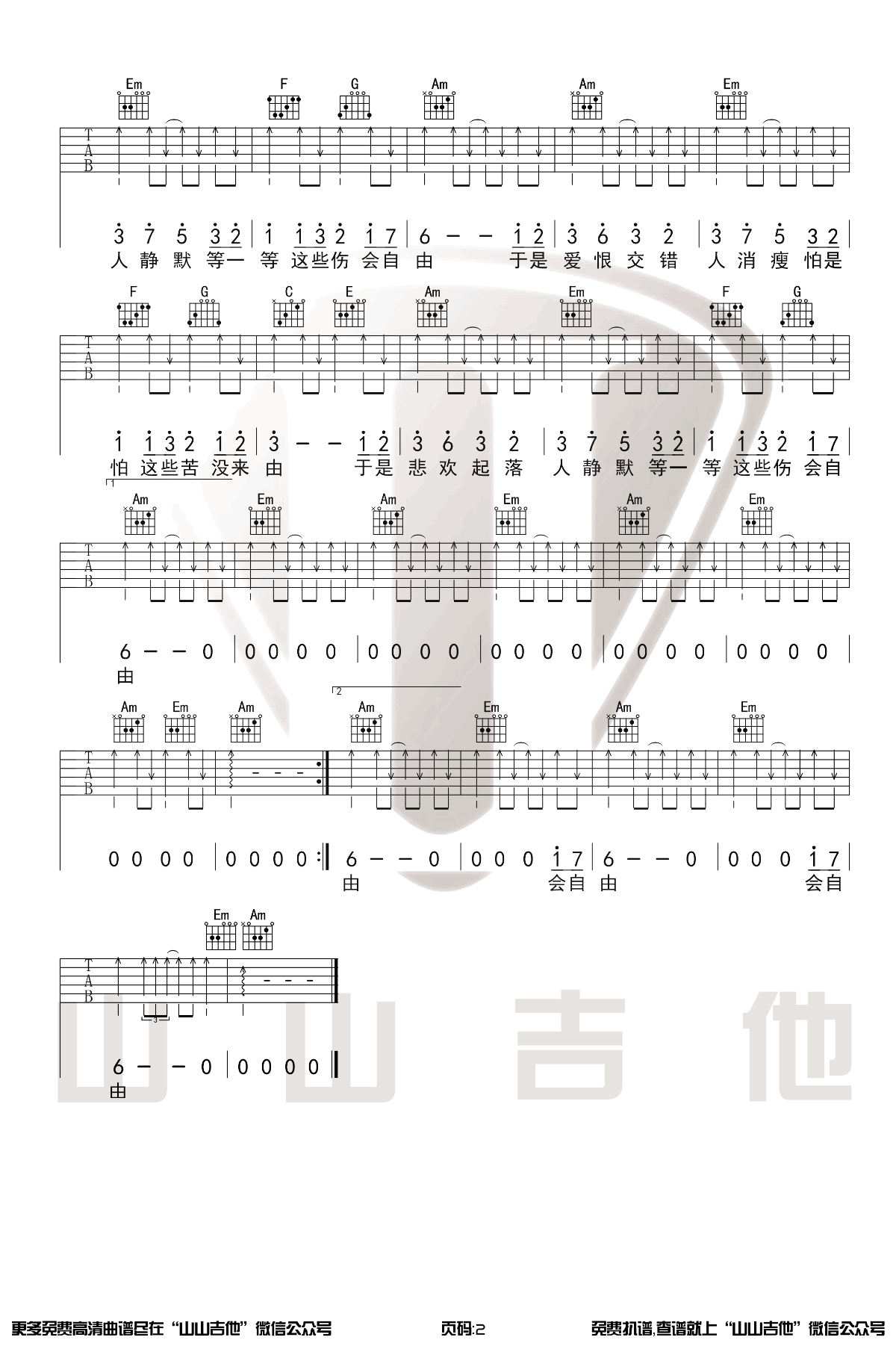 口是心非吉他谱2-张雨生