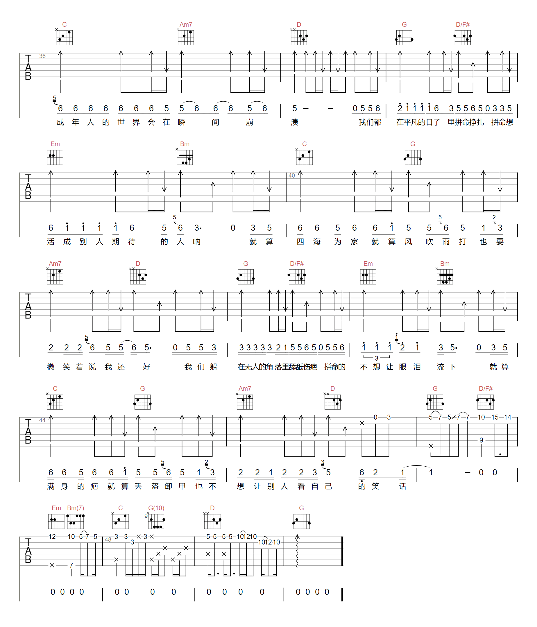 平凡日子里的挣扎吉他谱3-曾抖抖