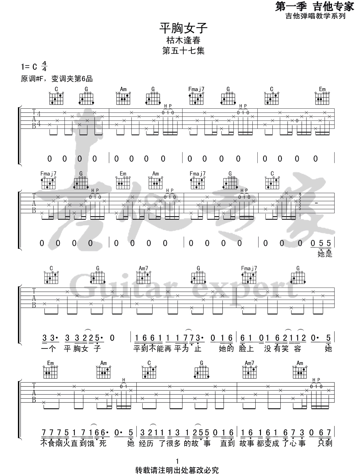 平胸女子吉他谱1-枯木逢春