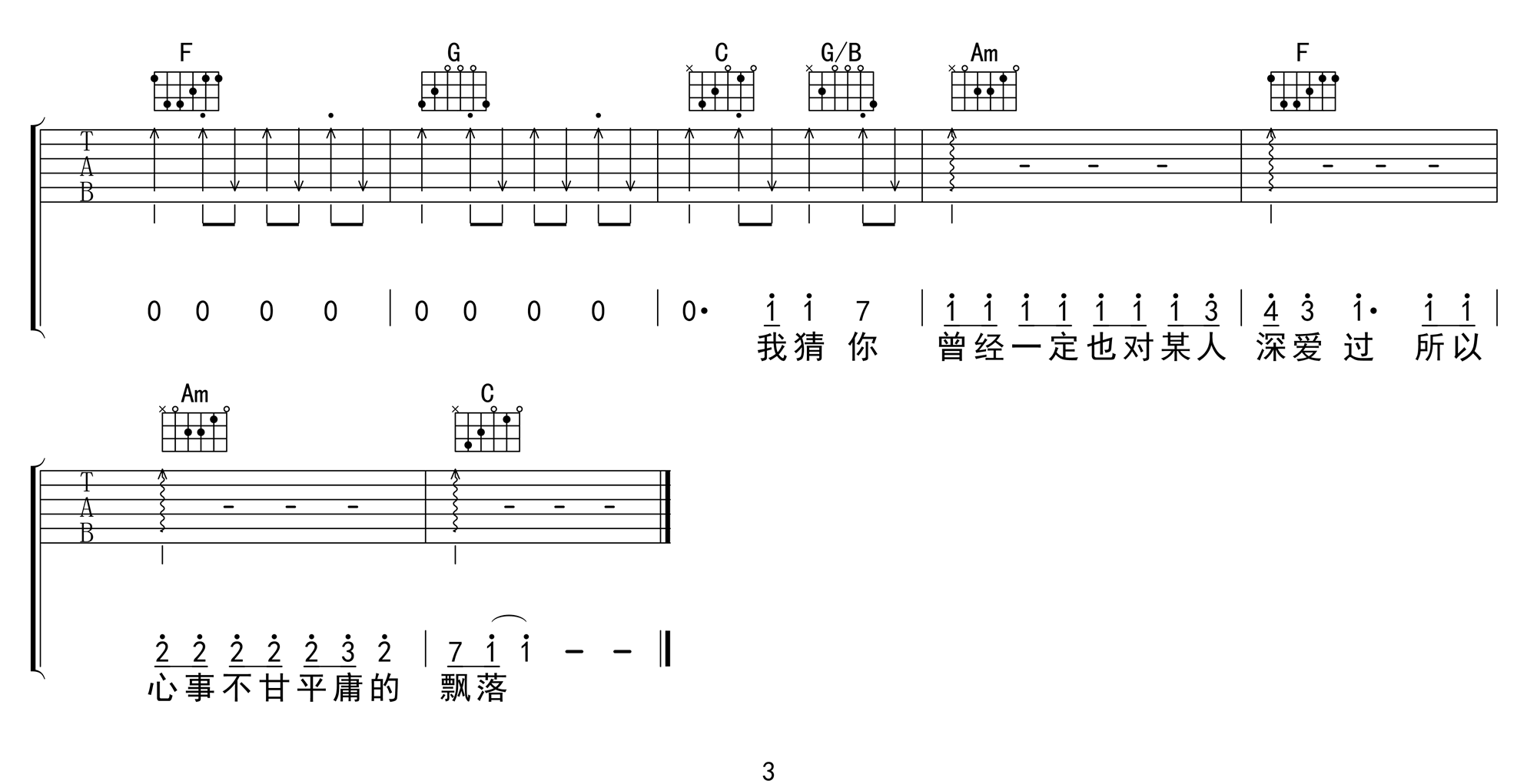 是红吉他谱3-花粥