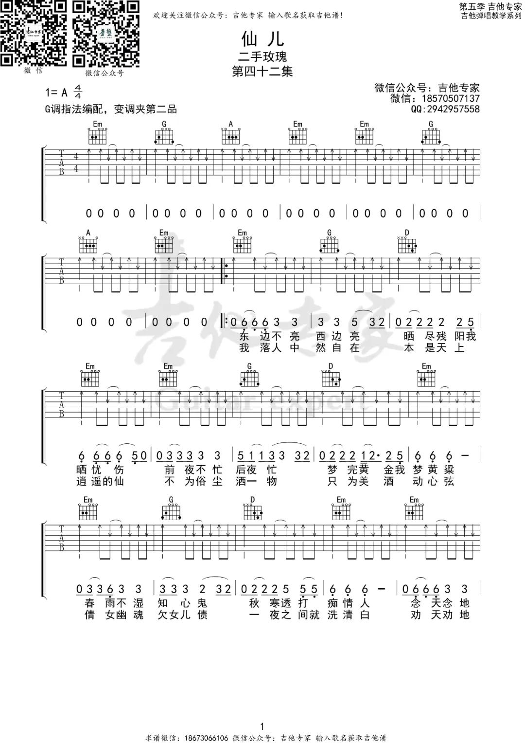 仙儿吉他谱1-二手玫瑰