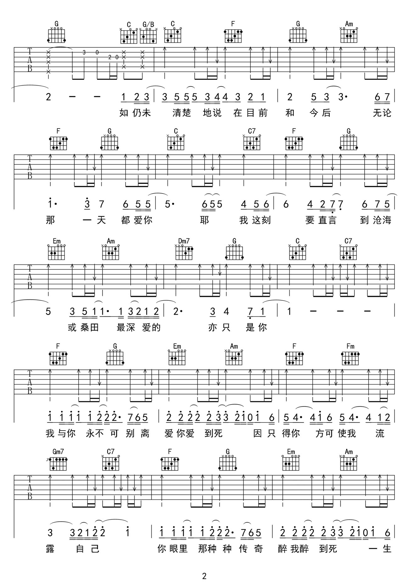 真情流露吉他谱2-张学友